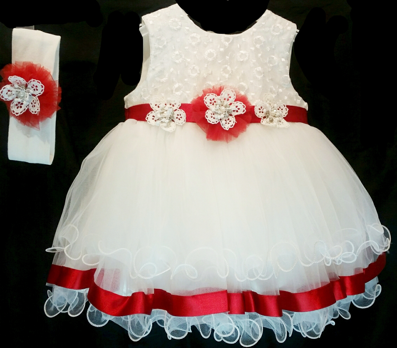 Couche Tot Baby Girls Ivory and Red Dress | Wonderland