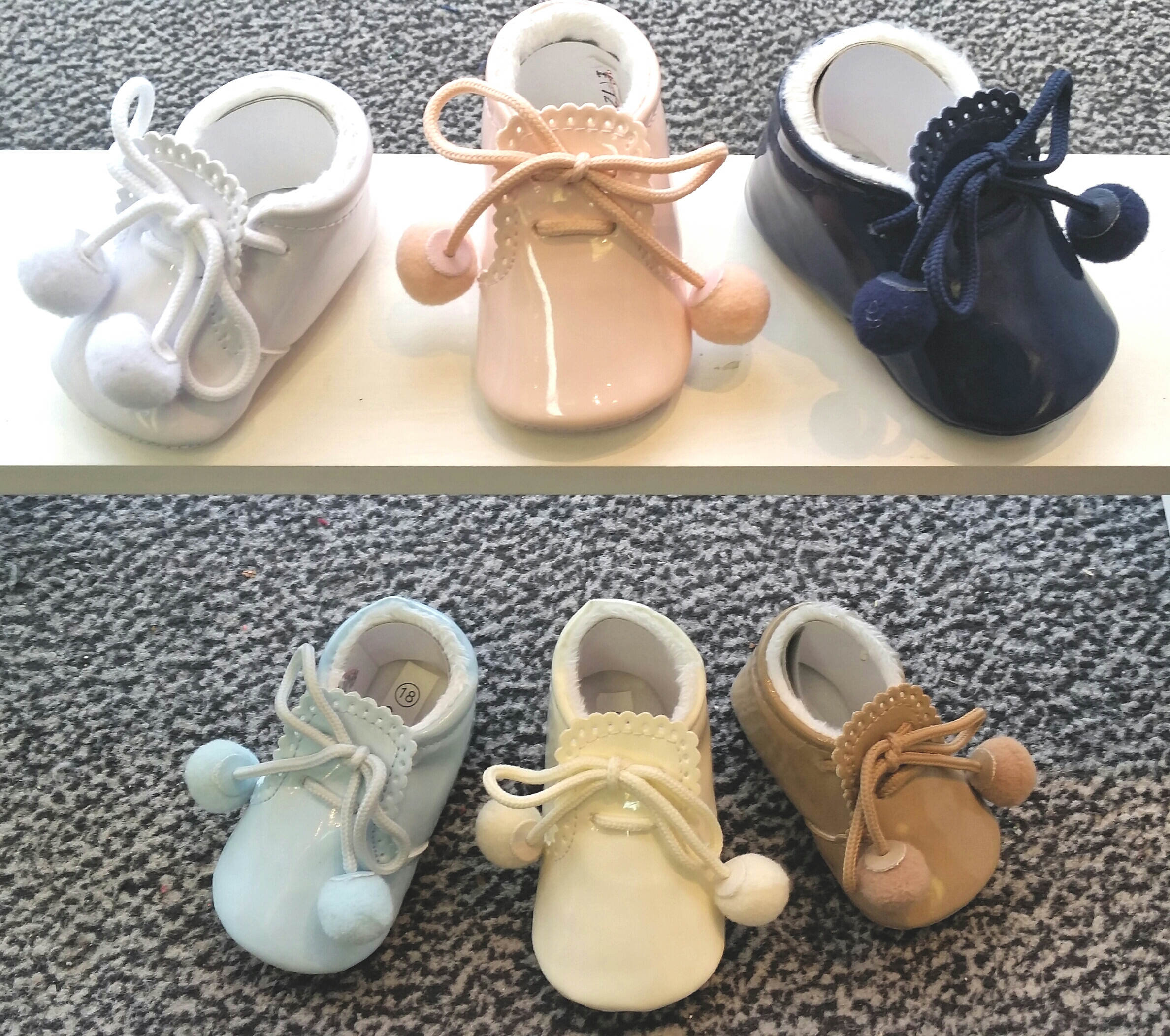 Pom Pom Baby Shoes (White, Pink, Navy blue, Baby blue, Cream, Camel