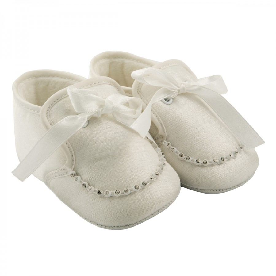 Baby boys Satin Diamante shoes by Sevva – (White/Ivory) | Wonderland