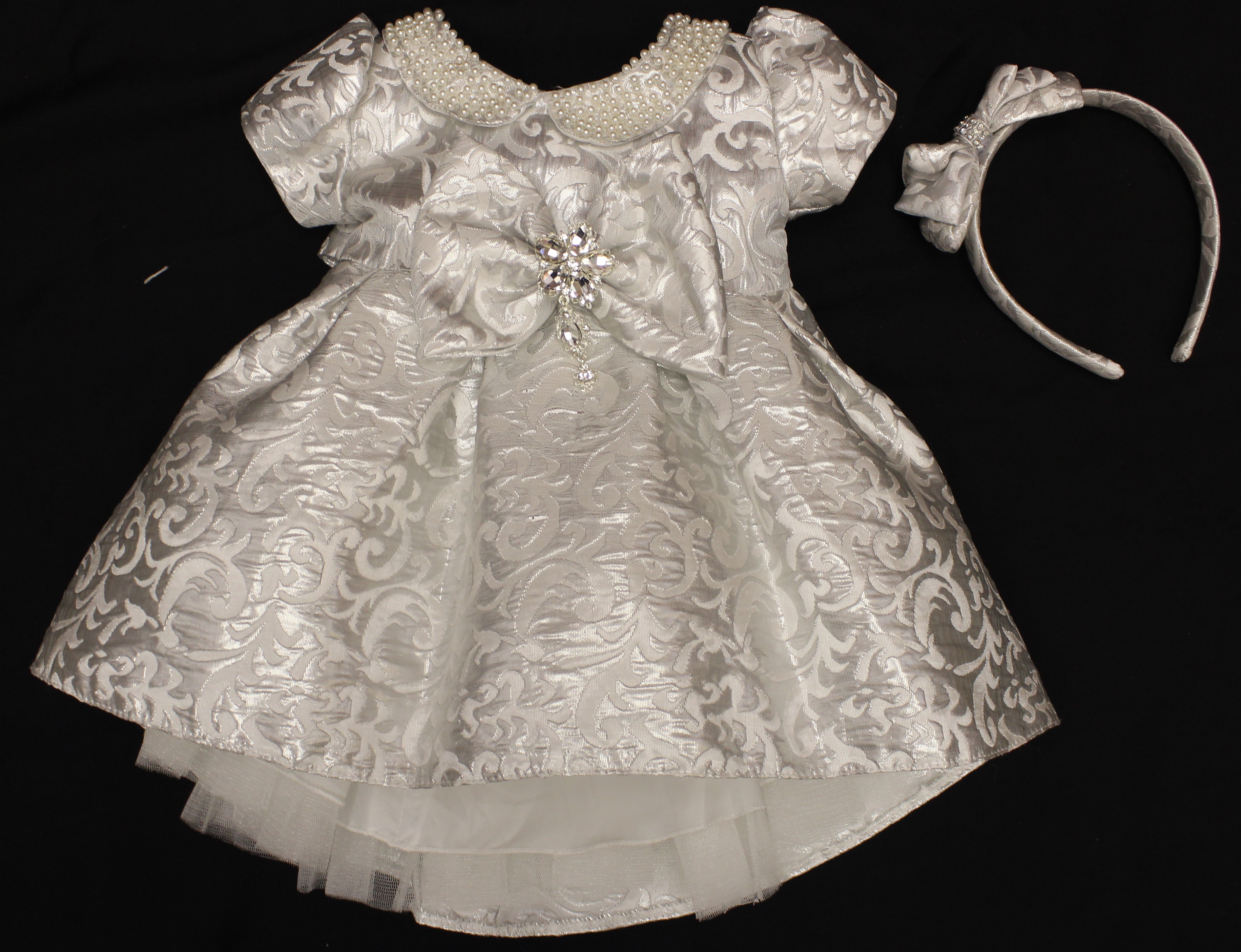 silver jacquard dress