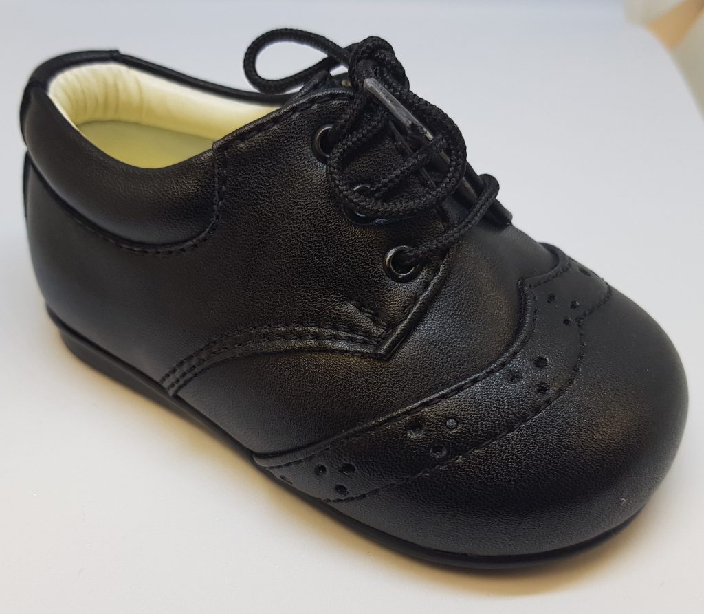 Boys and Baby boys Matt black brogue lace up shoes | Wonderland