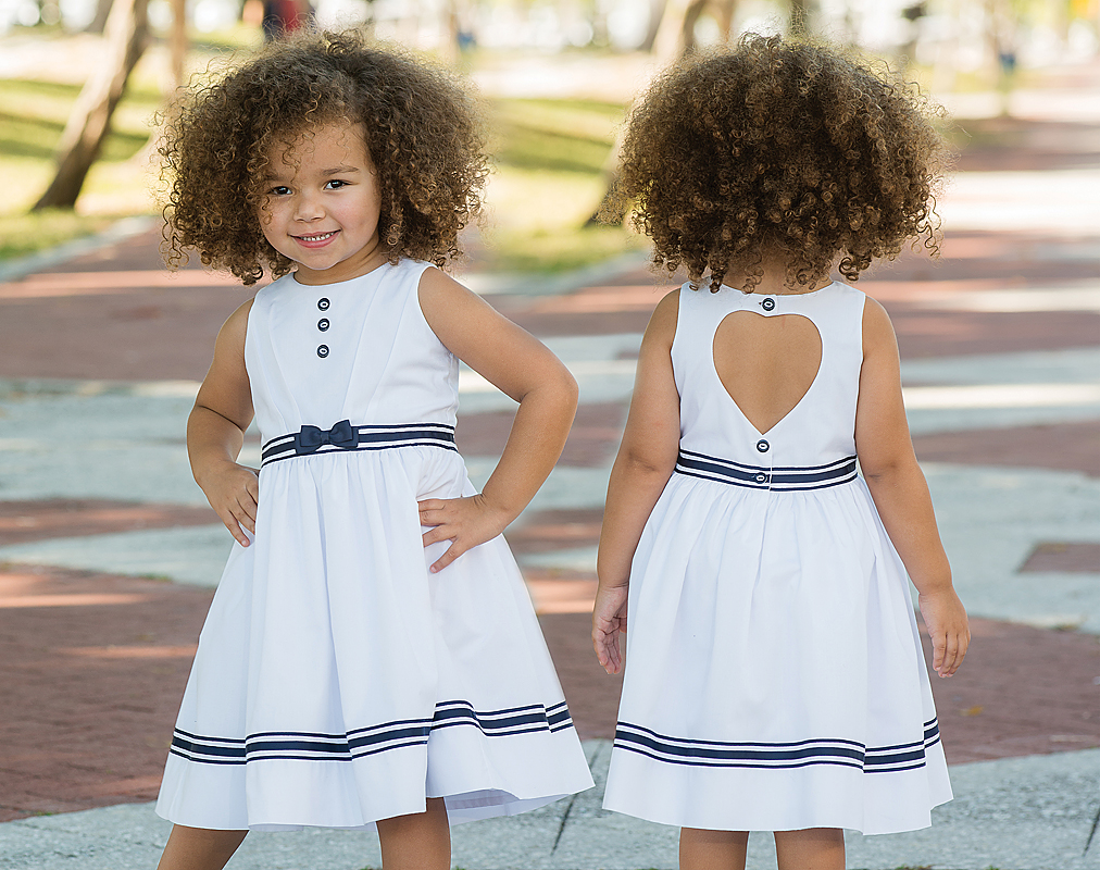 girls navy and white dress