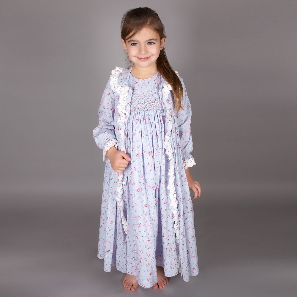Girls Cotton Hand Smocked Nightdress & Dressing gown Set by Caramelo ...