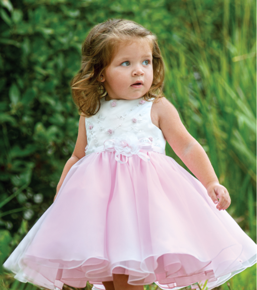 Baby Girls Ivory/Pink Ceremonial Ballerina Length Dress by Sarah Louise ...