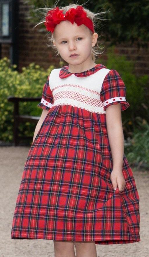 Baby girls & Girls Tartan Smocked Dress by Beau KiD – Navy Blue or Red ...