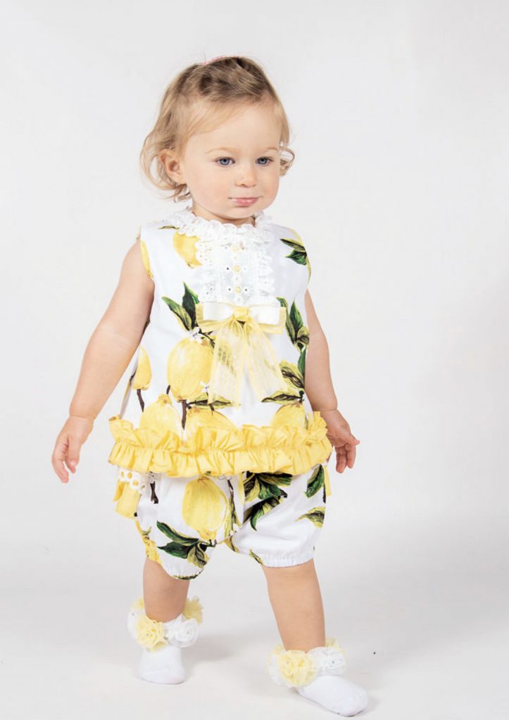 Baby Girls 2 piece yellow lemon outfit by Beau Kid Wonderland