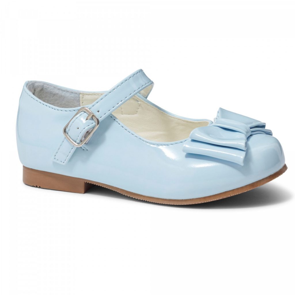 Girls Patent shoe with bow by Sevva (Black, Navy or Baby blue) Wonderland