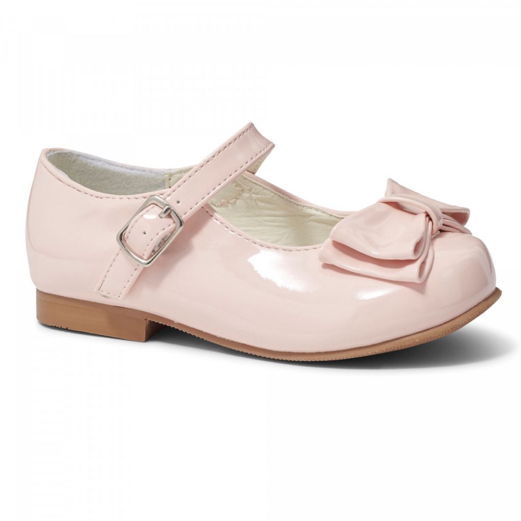 Girls Patent shoe with bow by Sevva (White, Cream or Pink Girls Patent shoe with bow by Sevva (White, Cream or Pink