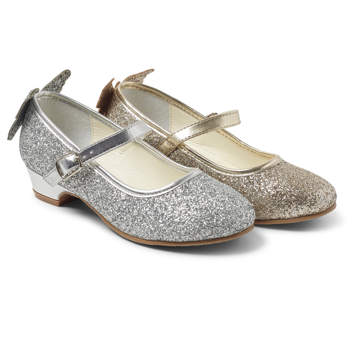 Girls sparkly shoe with butterfly by Sevva – Silver Or Gold | Wonderland