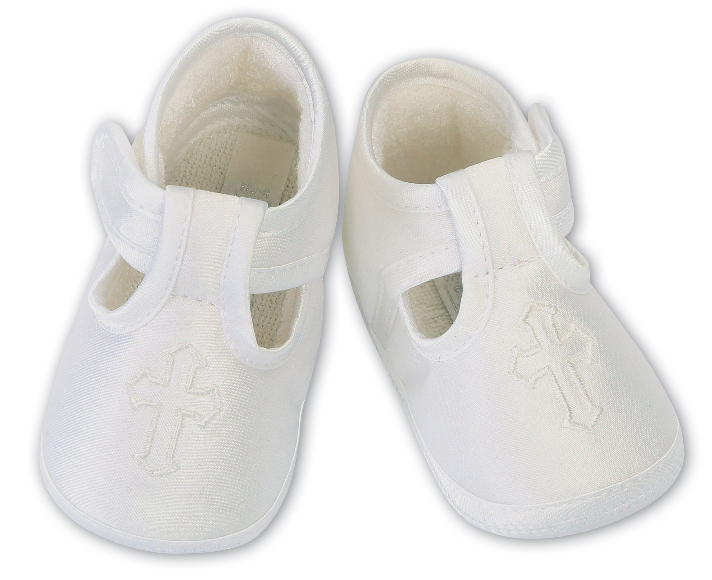 Baby pre-walker shoes with cross by Sarah Louise – 004482 – White