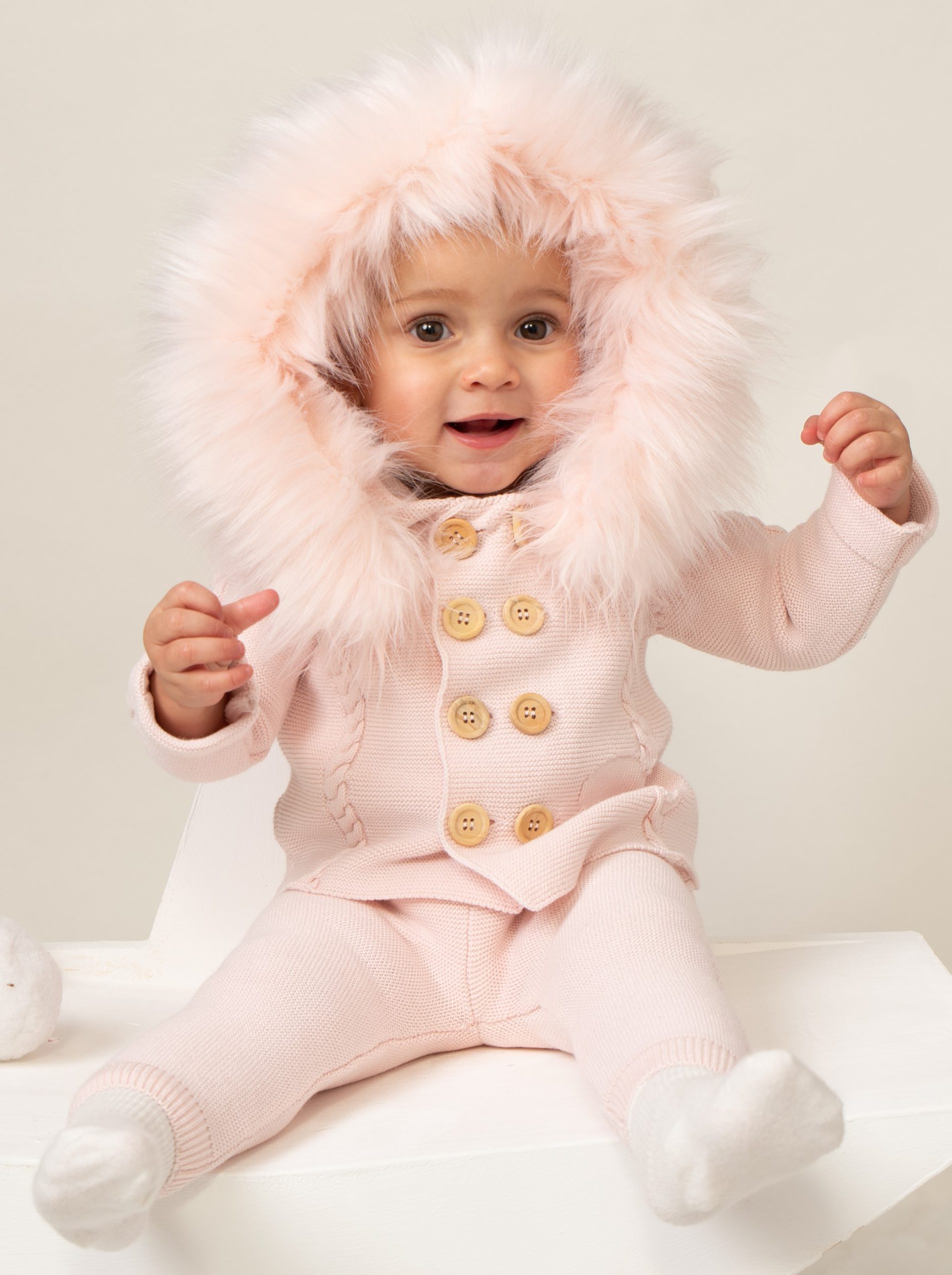 Baby Girls 2 piece knit heart set by Caramelo Kids – Pink Or Ivory