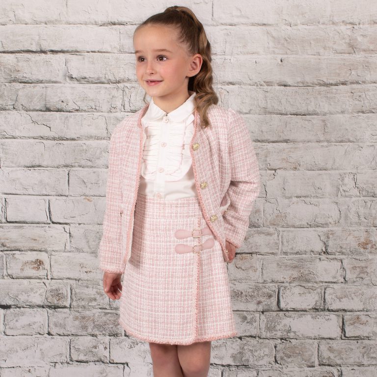 Girls threepiece Tweed Pink Skirt set by Beau KiD Wonderland